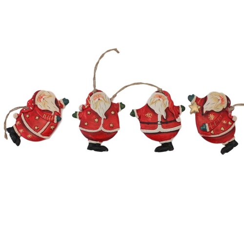 Set of 4 Christmas XMAS Santa Tree Ornaments Decorations Traditional Decor