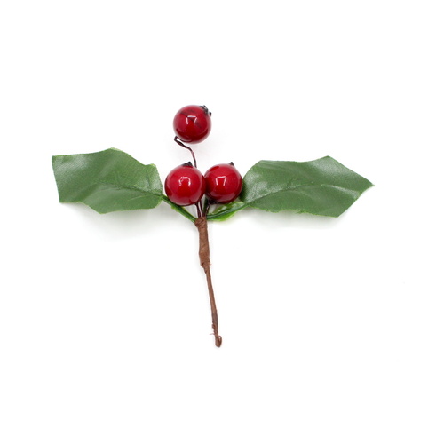 12x Christmas Holly Picks Berries w Leaf XMAS Cake Decoration Craft Decor