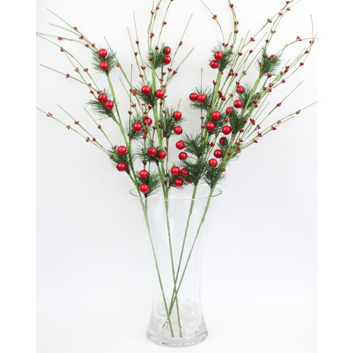 4 x 80cm 32" Christmas Red Berry Branch Holly Artificial Flower Pick Wreath B 
