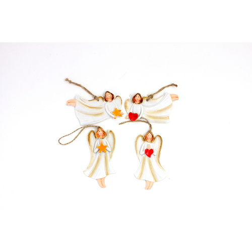 Set of 4 Christmas XMAS Angel Tree Ornaments Hanging Decorations Traditional