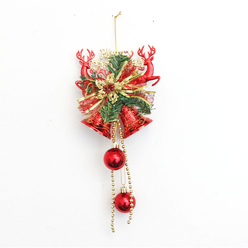 2x Christmas XMAS Sml Jingle Bells Door Wall Hanger Decoration w Pine Reindeers [Colour: Red]