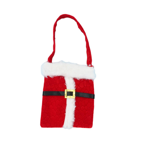 4x Christmas Xmas Gift Candy Red Bag Santa Belt Fur Small [Colour: Red]