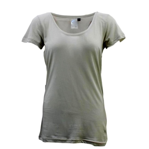 Women's 100% Cotton Basic Tee Scoop U Neck Top Casual Short Sleeve T-Shirt [Size: XS] [Colour: Grey]