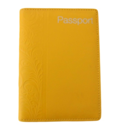 Travel Passport ID Cover Wallet Holder Protector Organizer Card Case [Design: Yellow Vines]