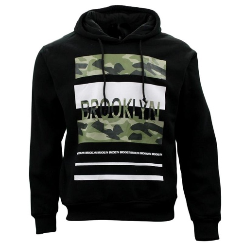 Men's Adult Unisex Hoodie Jumper Casual Pullover - Brooklyn Camouflage [Size: S] [Colour: Black]