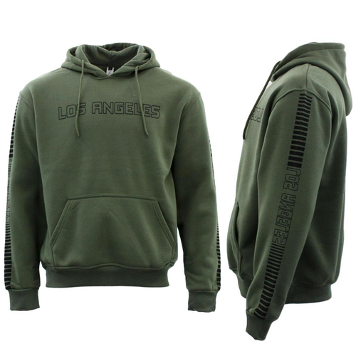 FIL Mens Adult Unisex Hooded Pullover Hoodie Casual Jumper Sweater Los Angeles B [Size: L] [Colour: Olive]