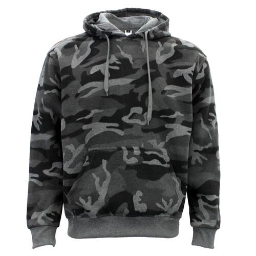 FIL Adult Men's Camo Pullover Hoodie Fleeced Camouflage Military Print Jacket [Size: S] [Colour: Grey Camo]