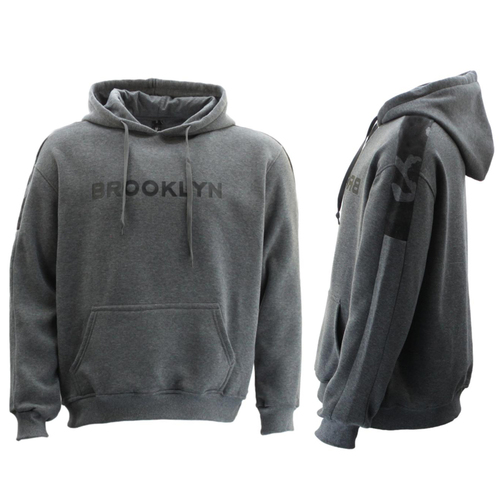 Men’s Pullover Hoodie Hooded Jumper Sweater w Camo Strip Pockets - BROOKLYN [Size: S] [Colour: Dark Grey]