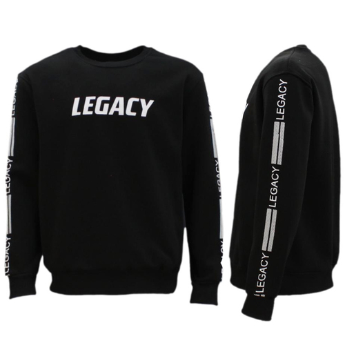 FIL Men's Fleece Crew Neck Jumper Pullover Sweater Sweatshirt - Legacy [Size: S] [Colour: Black]