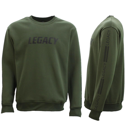 FIL Men's Fleece Crew Neck Jumper Pullover Sweater Sweatshirt - Legacy [Size: S] [Colour: Olive]