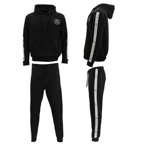 FIL Men's Fleece Hoodie Track Pants Set Tracksuit Sweatsuit Loungewear Brooklyn [Size: 2XL] [Colour: Black]