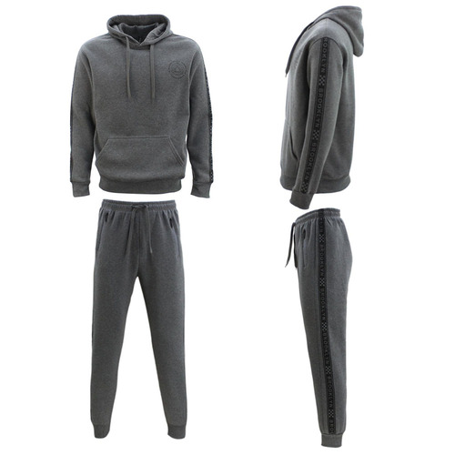 FIL Men's Fleece Hoodie Track Pants Set Tracksuit Sweatsuit Loungewear Brooklyn [Size: L] [Colour: Dark Grey]