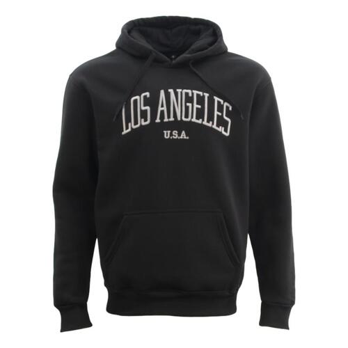 FIL Men's Fleece Hoodie Pullover Hooded Jumper Sweater Embroidered - Los Angeles [Size: S] [Colour: Black]