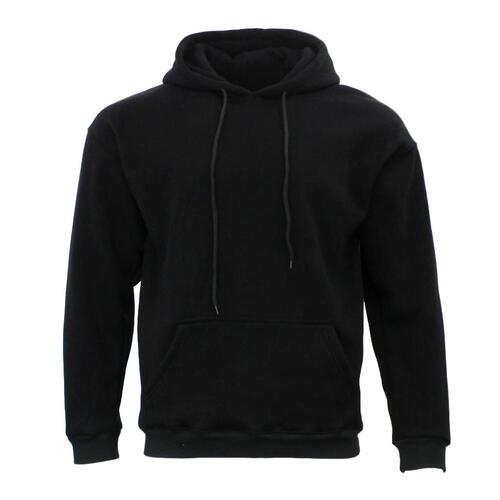 FIL Adult Mens Unisex Cotton Rich Hoodie Jumper Pullover Heavyweight Basic Plain [Colour: Black] [Size: S]