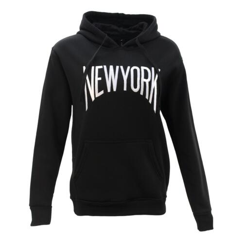 FIL Women's Fleece Hoodie Sweater Pullover Jumper Embroidered - New York [Size: L] [Colour: Black]