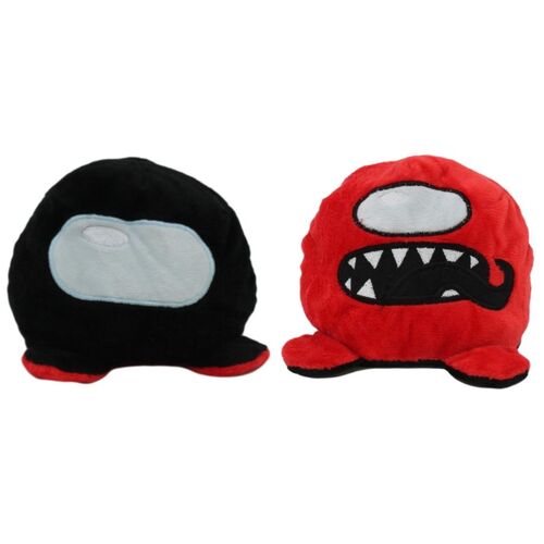 Double-Sided Flip Reversible Emotions Animal Plush Stuffed Sensory Fidget Toy [Design: Among Us Black/Red]
