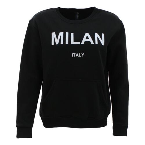 Women's Crew Neck Fleece Sweater with Pocket Milan [Size: 8] [Colour: Black]