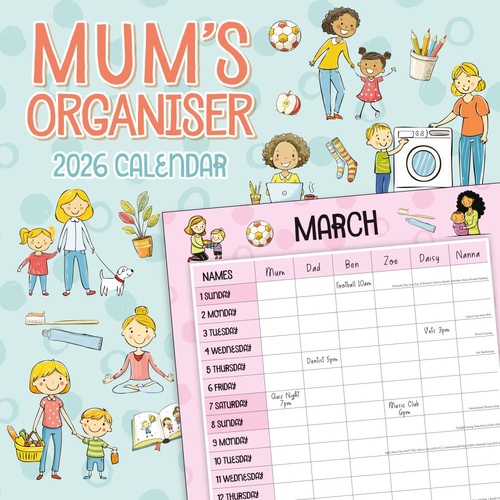 Mum's Organiser - 2026 Red Robin Square Wall Calendar Monthly Planner