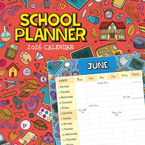School Planner - 2026 Red Robin Square Wall Calendar Monthly Planner