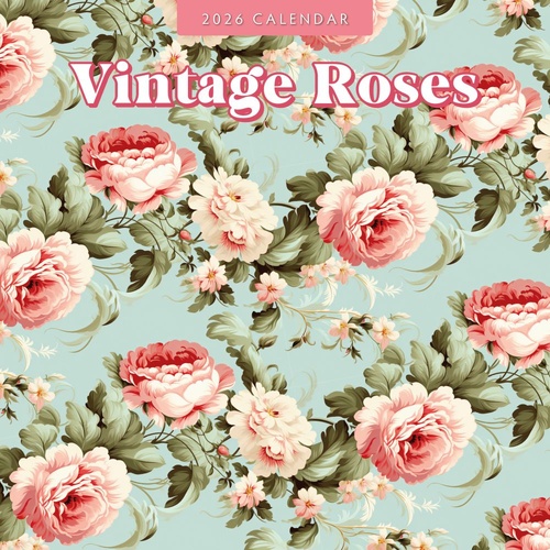 Vintage Roses - 2026 Red Robin Square Wall Calendar Monthly Planner