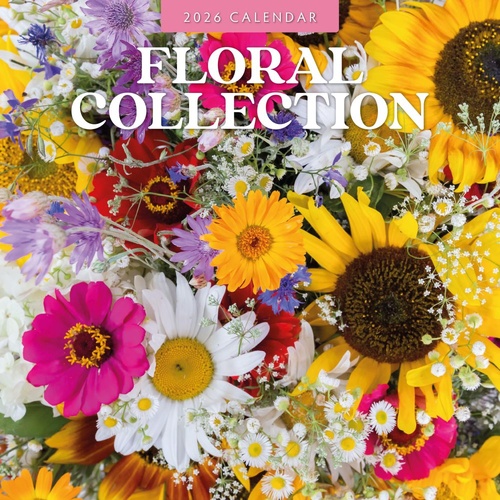 Floral Collection - 2026 Red Robin Square Wall Calendar Monthly Planner