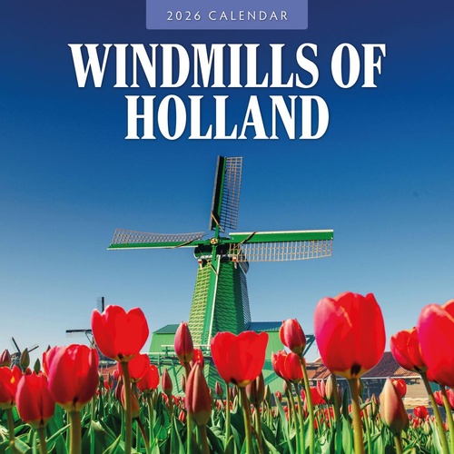 Windmills of Holland - 2026 Red Robin Square Wall Calendar Monthly Planner