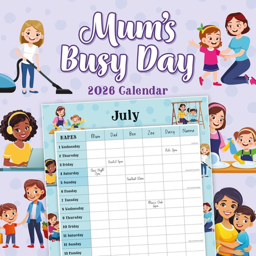 Mum's Busy Day - 2026 Red Robin Square Wall Calendar Monthly Planner