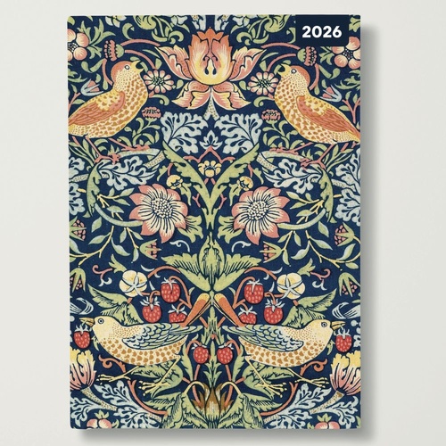 William Morris - 2026 Red Robin A5 Padded Diary Planner Arts & Crafts Pattern