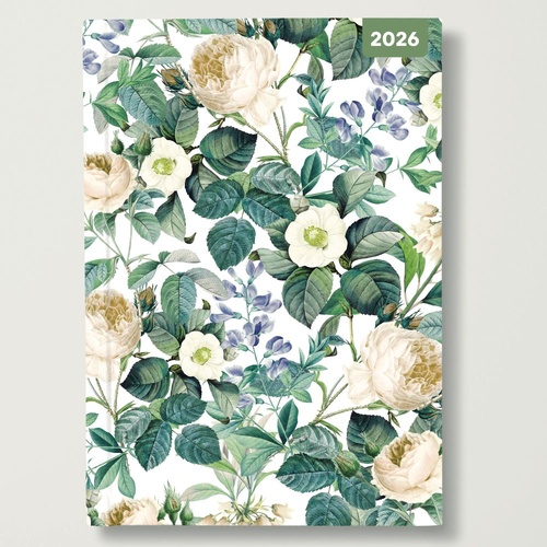 Bright Roses - 2026 Red Robin A5 Padded Diary Planner Illustrated Floral Art