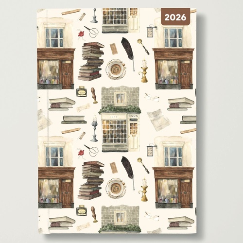 Magic Library - 2026 Red Robin A5 Padded Diary Planner Whimsical Book Design
