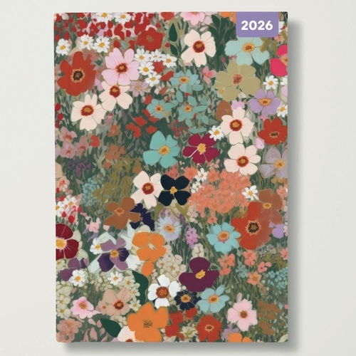 Meadow Flowers - 2026 Red Robin A5 Padded Diary Planner Countryside Floral Art