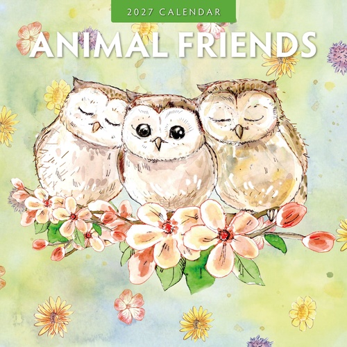 Animal Friends - 2027 Red Robin Square Wall Calendar Monthly Planner