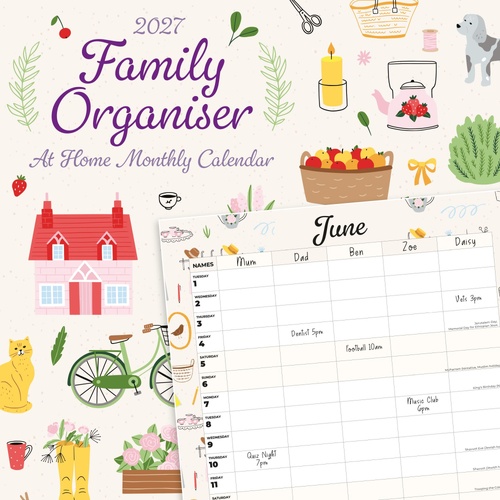 Family Organiser - At Home - 2027 Red Robin Square Wall Calendar Planner