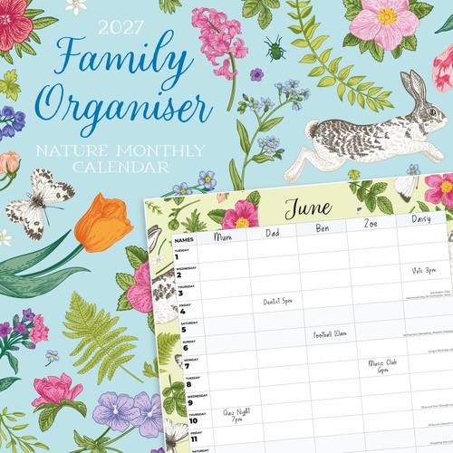 Family Organiser - Nature - 2027 Red Robin Square Wall Calendar Planner