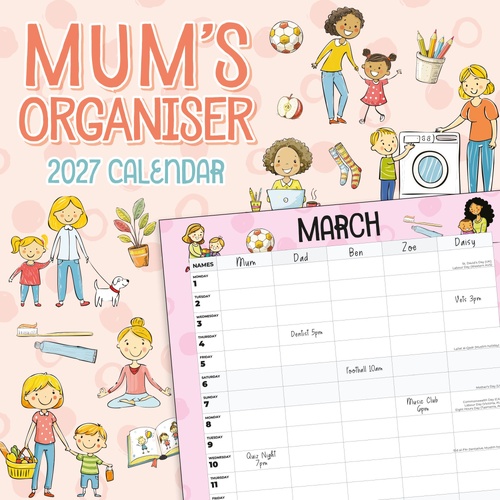 Mum's Organiser - 2027 Red Robin Square Wall Calendar Monthly Planner