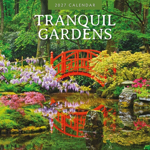 Tranquil Gardens - 2027 Red Robin Square Wall Calendar Monthly Planner
