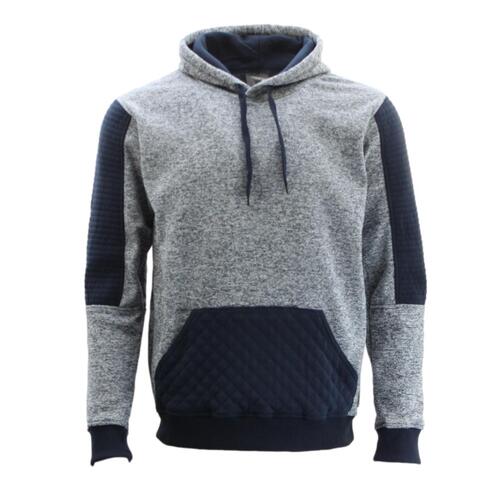 Men’s Marle Fleece Pullover Hoodie Hooded Jumper Sweater w Pockets [Size: S] [Colour: Navy/Light Grey]