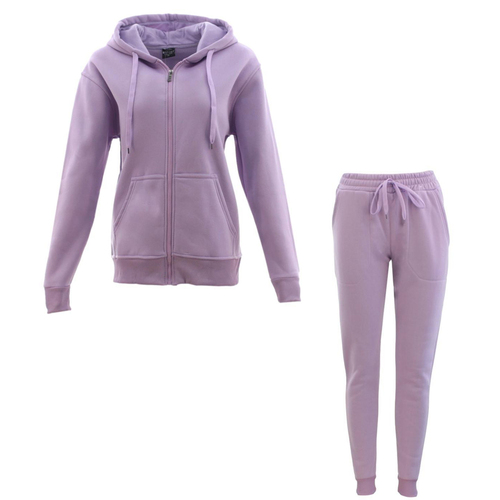 FIL Men's Women's Zip Fleece Tracksuit 2pc Set Hoodie Track Pants Sweatsuit [Size: 2XL] [Colour: Light Purple]