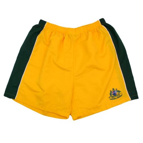 Men's Board Sports Shorts Australian Day Souvenir Beach Swim Gym - Green & Gold [Size: XL] [Colour: Gold]