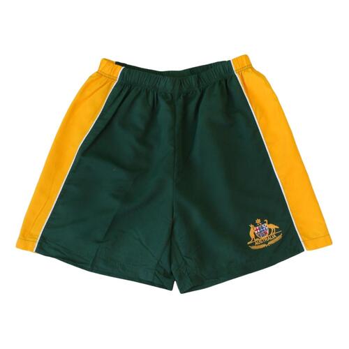 Men's Board Sports Shorts Australian Day Souvenir Beach Swim Gym - Green & Gold [Size: S] [Colour: Green]