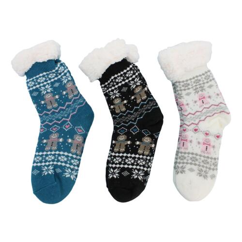 1/3 Pairs Womens Mens Kids Thick Home Bed Socks Slipper Non-slip Warm Fur Lounge[Design: Women's - A-1][Qty: 1 pair]