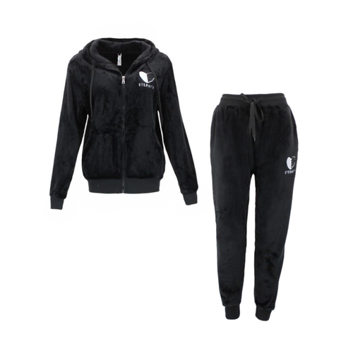 FIL Women's Zip 2pc Set Hoodie Loungewear Velvet Fleece Pajamas PJs ETERNITY [Size: 8] [Colour: Black]