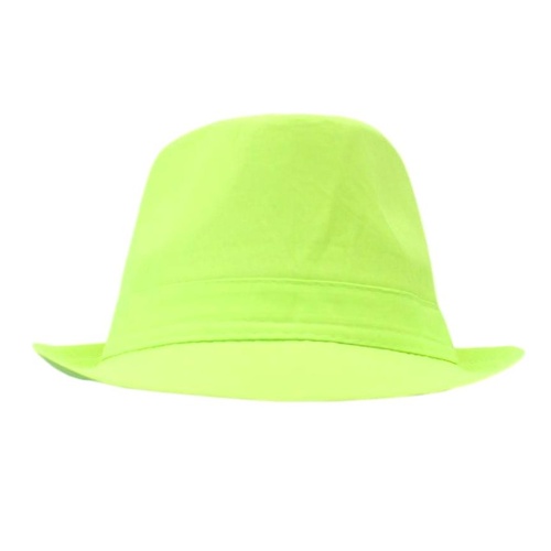 Trilby Sequin Fedora Hats Caps MJ Dress Up Dance Sequinned Plain Party Costume [Colour: Fedora - Yellow Green (Plain)]