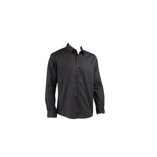  Men's Formal Dress Business Shirts Long Sleeve Cotton Blend Easy Iron  [Colour: Black] [Size: L] 