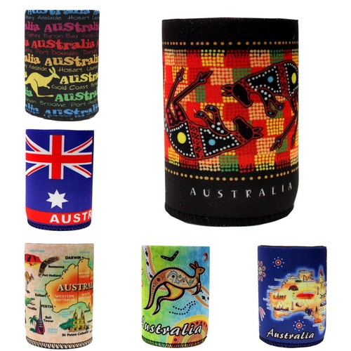 6x Stubby Holder Stubbie Can Beer Bottle Drink Cooler Australia Flag Souvenir