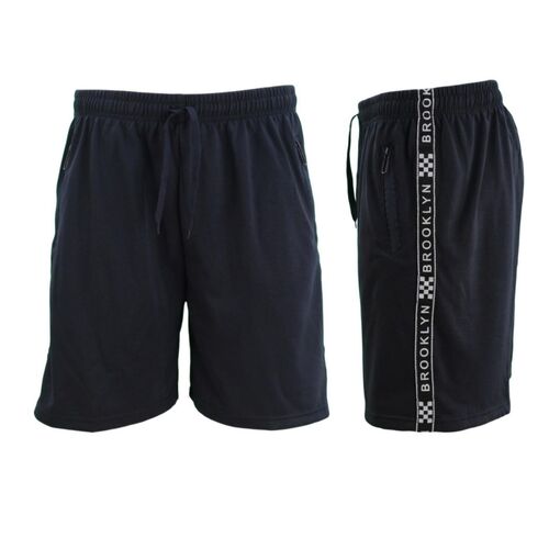 FIL Men's Gym Sports Jogging Casual Basketball Shorts Zipped Pockets BROOKLYN [Size: XL] [Colour: Navy]