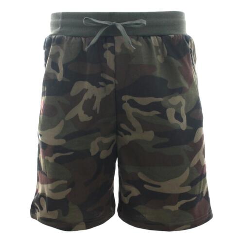FIL Men's Camo Shorts Gym Jogging Casual Basketball Zipped Pockets Camouflage [Size: S] [Colour: Green Camo]