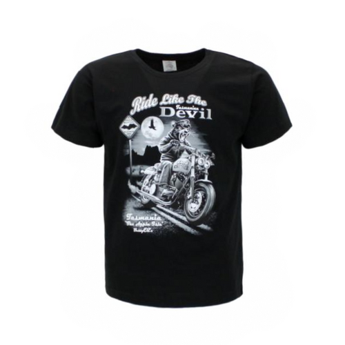 Adult T Shirt Australian Souvenir 100% Cotton - Ride Like the Tasmanian Devil [Size: S] 