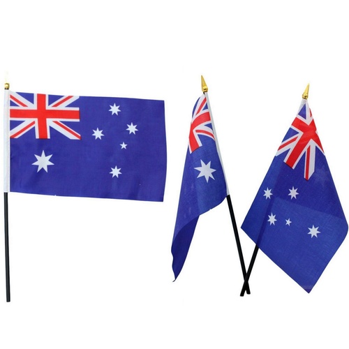 2-8x Australia Day Flag On Stick Hand Held Waving Large Oz Car Australian Banner [Design: Flag 14x21cm (Set of 2)]