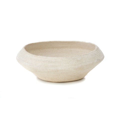 Anokhi Jute Cotton Round Bowl Bread Fruit Basket Storage Handmade Rustic Décor [Design: Medium - Cream]